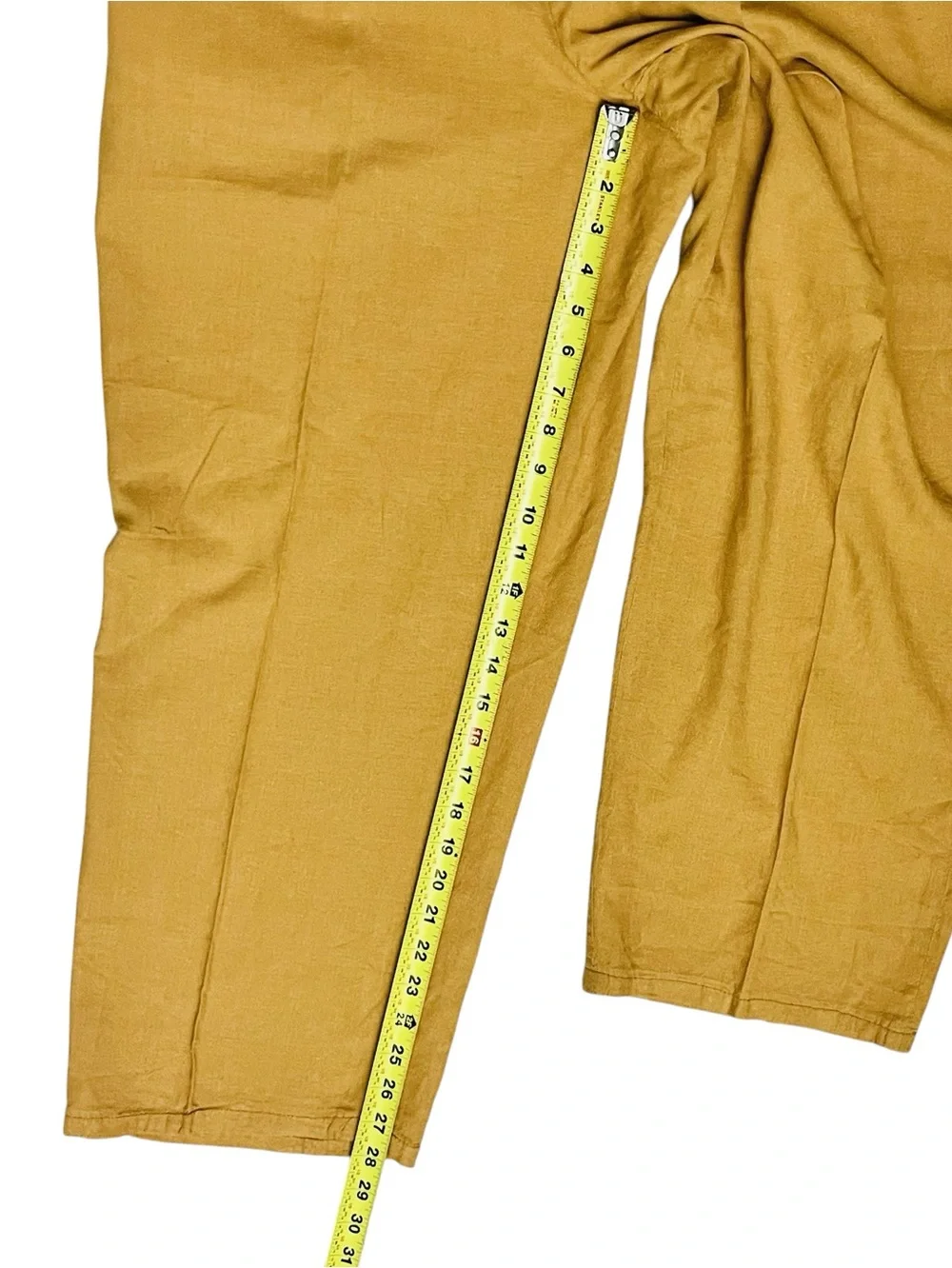 Vintage Vitali 100% Linen Men’s Pants Pleated Mustard/Yellow Pockets Sz 40x28
